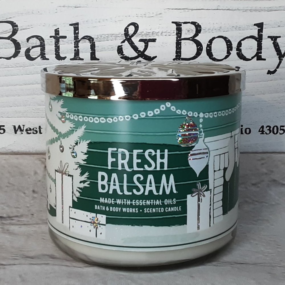 BATH & BODY WORKS HOME 'FRESH BALSAM' 3~WICK SCENTED CANDLE - Picture 1 of 7